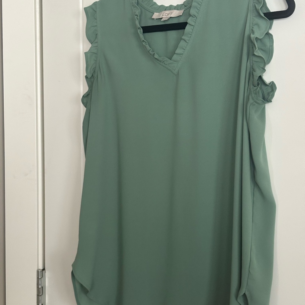 LOFT Sage Ruffle Sleeve Blouse